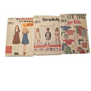 Vtg Simplicity& New Look Sewing Patterns Kids Size 3-14 Uncut and Factory folded